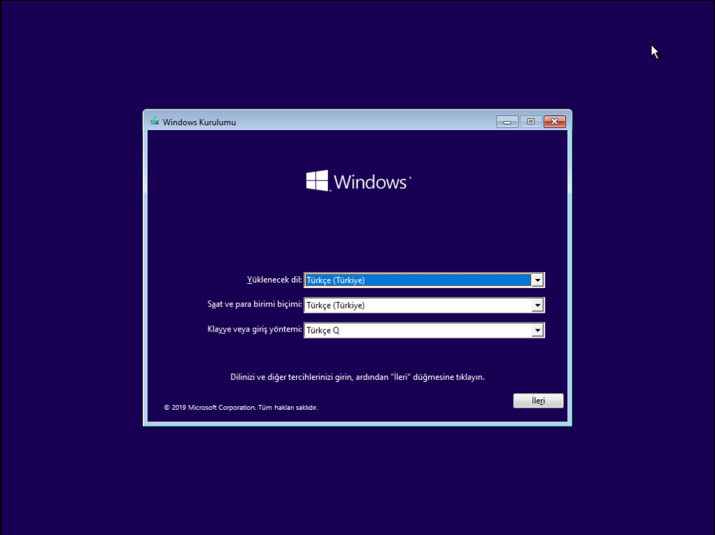 CMD ile Windows Kurulumu